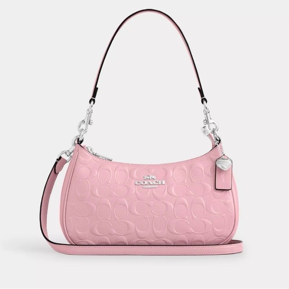 Coach Handbags - NWT 💜 Coach Teri Shoulder Bag In Signature Leather With Heart Charm